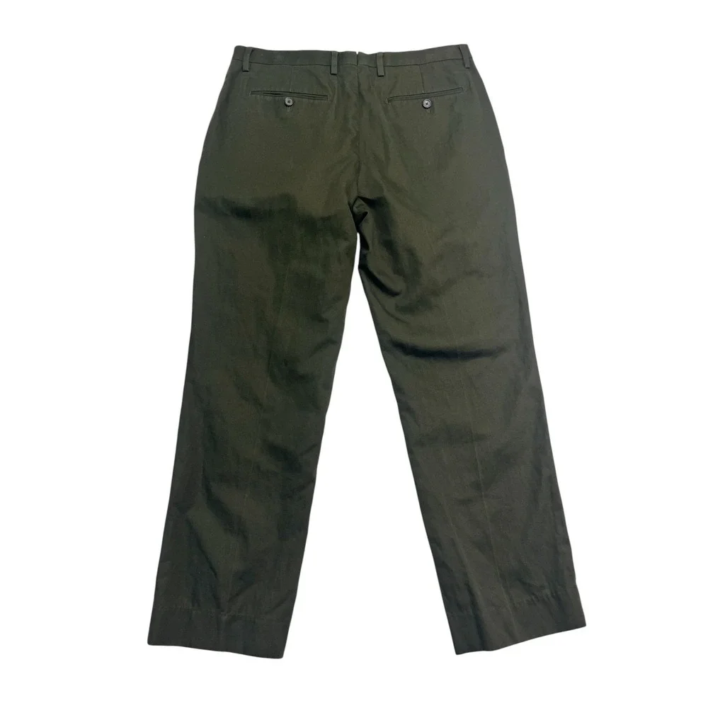 Banana Republic 33x29 Olive Green Linen Cotton Chino Pants Trousers Flat Front